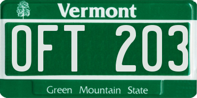 VT license plate OFT203