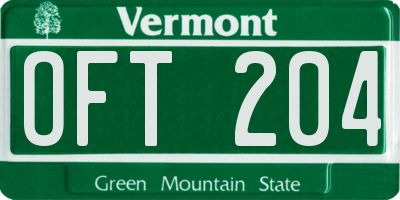 VT license plate OFT204
