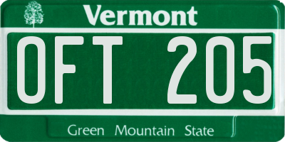 VT license plate OFT205