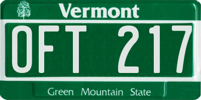 VT license plate OFT217