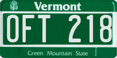 VT license plate OFT218