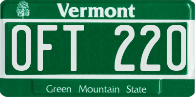 VT license plate OFT220