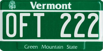 VT license plate OFT222