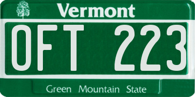 VT license plate OFT223