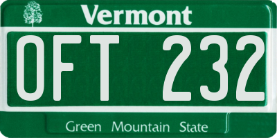 VT license plate OFT232