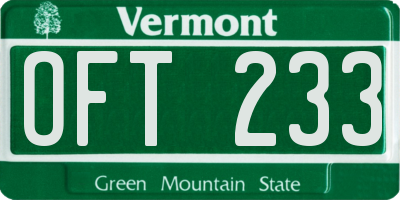 VT license plate OFT233