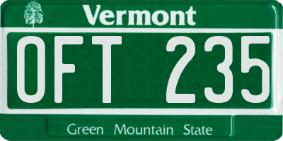 VT license plate OFT235