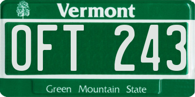 VT license plate OFT243