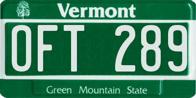 VT license plate OFT289