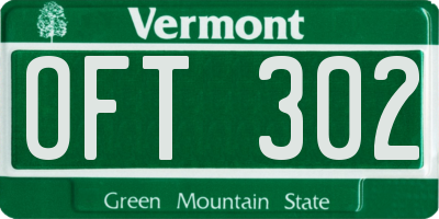 VT license plate OFT302
