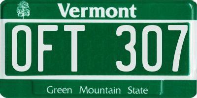 VT license plate OFT307