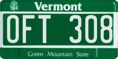 VT license plate OFT308