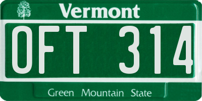 VT license plate OFT314