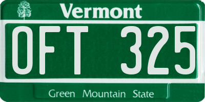 VT license plate OFT325