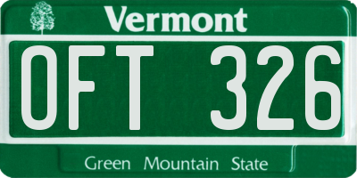 VT license plate OFT326