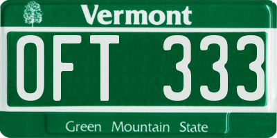 VT license plate OFT333