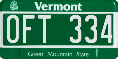 VT license plate OFT334