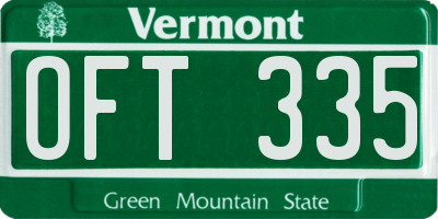 VT license plate OFT335
