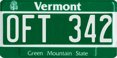 VT license plate OFT342