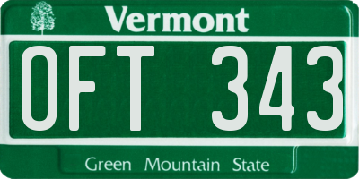 VT license plate OFT343