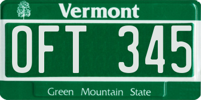 VT license plate OFT345