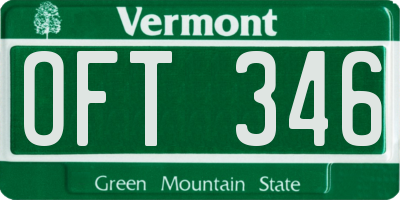 VT license plate OFT346