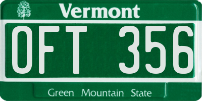 VT license plate OFT356