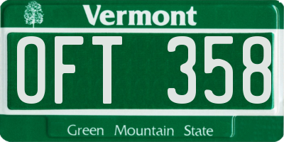 VT license plate OFT358