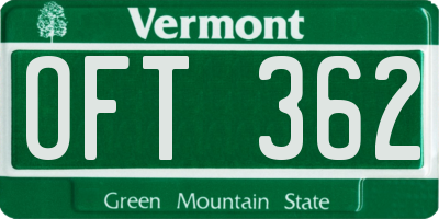 VT license plate OFT362