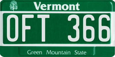 VT license plate OFT366