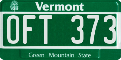 VT license plate OFT373