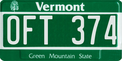 VT license plate OFT374