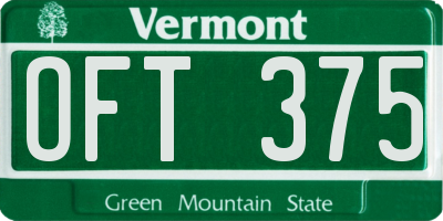 VT license plate OFT375