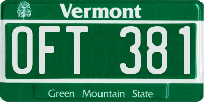 VT license plate OFT381