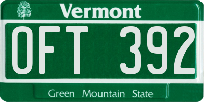 VT license plate OFT392