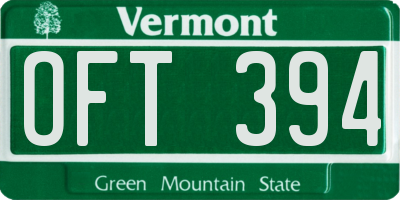 VT license plate OFT394