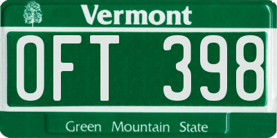 VT license plate OFT398