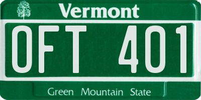 VT license plate OFT401
