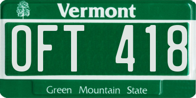VT license plate OFT418