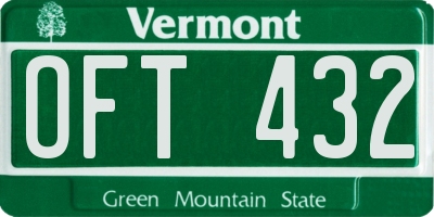 VT license plate OFT432