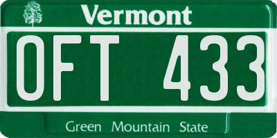 VT license plate OFT433