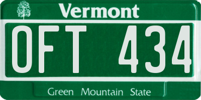 VT license plate OFT434