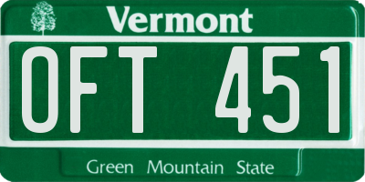 VT license plate OFT451