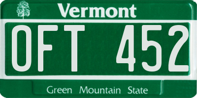 VT license plate OFT452