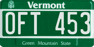 VT license plate OFT453