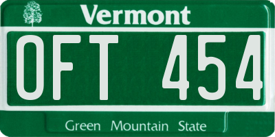 VT license plate OFT454