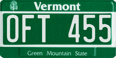 VT license plate OFT455