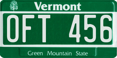VT license plate OFT456