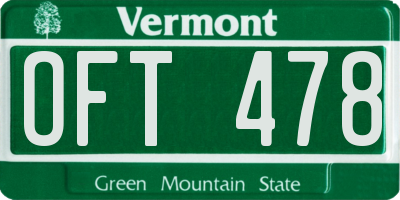 VT license plate OFT478