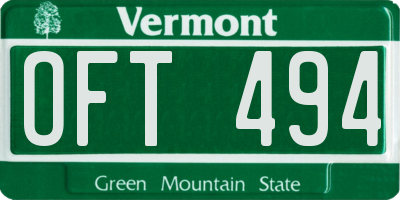VT license plate OFT494